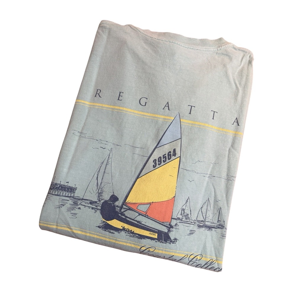 Southern Tide Sun Farer Sailboat 39564 Men's XL Blue S/S Pocket T-Shirt